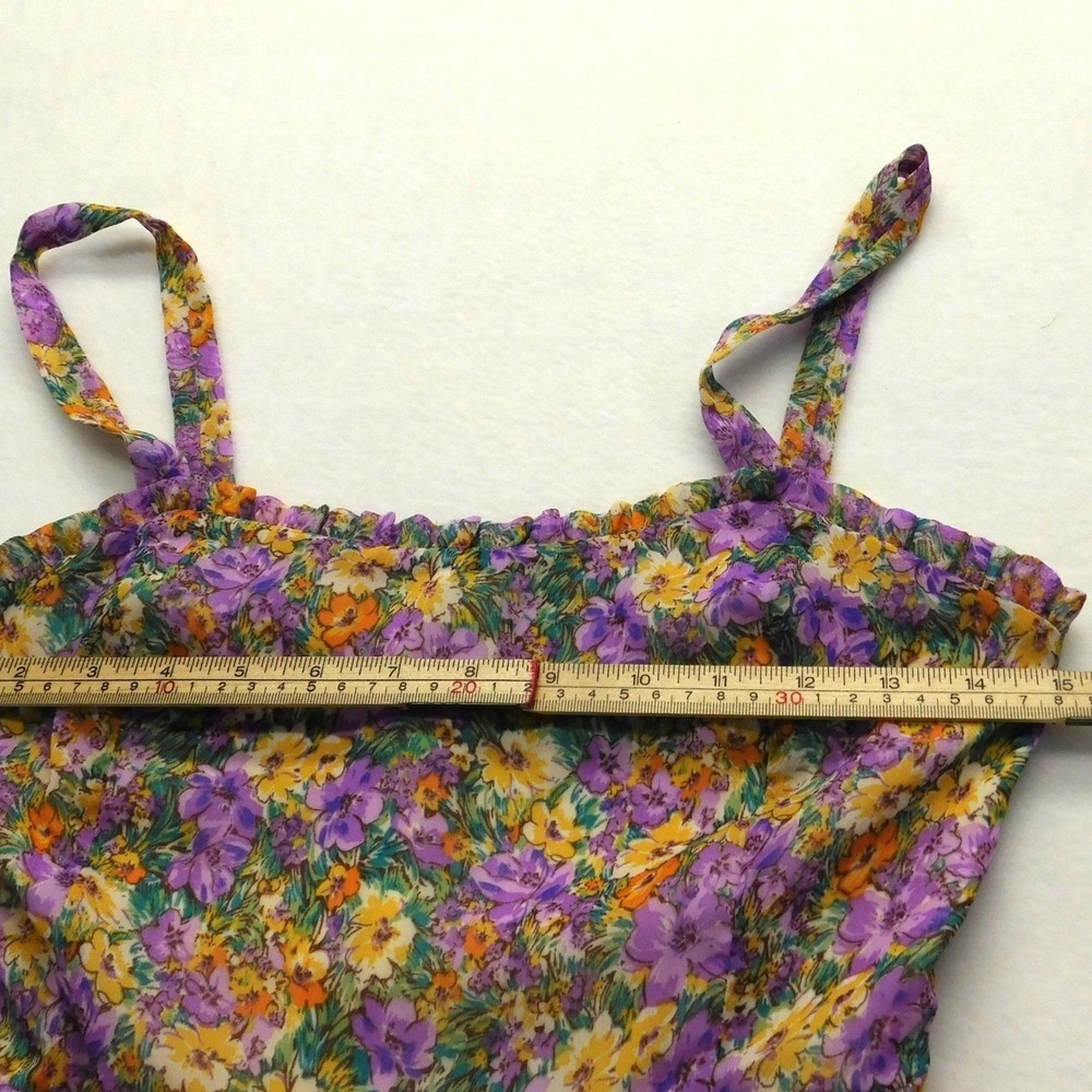 Altar'd State Floral Square Neck Ruffle Mini Dress Women S Purple - Picture 6 of 9
